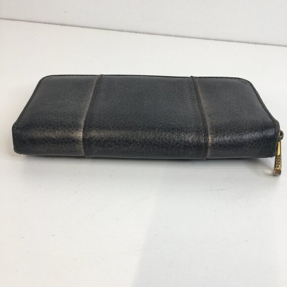 FOSSIL Maddox Zip Around Organizer Gray Metallic Leather Wallet - Picture 10 of 12